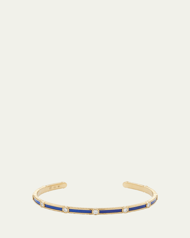 Rayon Bangle in Lapis Lazuli, 18K Yellow Gold and Diamonds